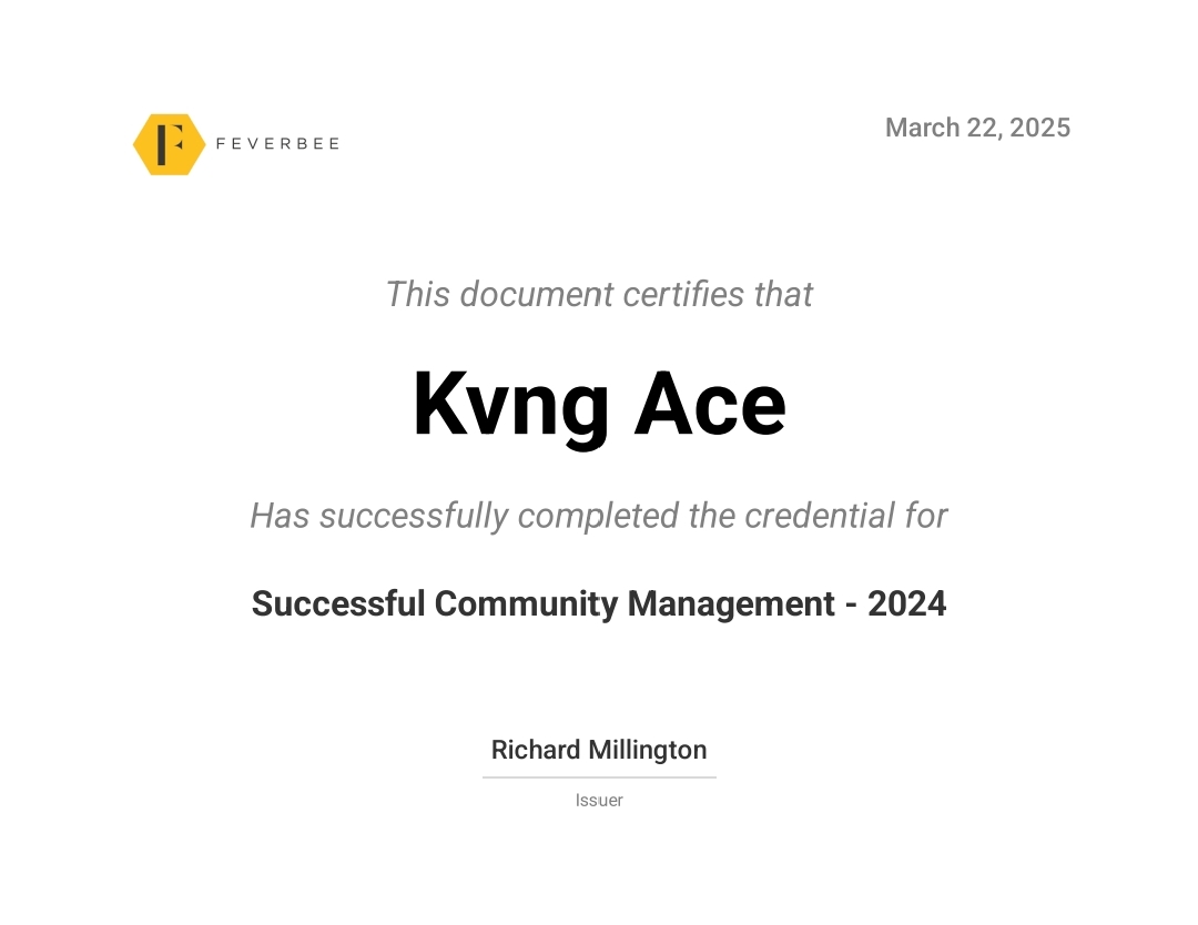 FeverBee Successful Community Management certificate